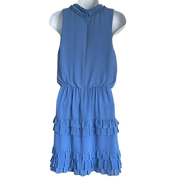 NWOT Laundry by Shelli Segal Women Ruffle Elastic Waist Blue Dress - Size 6 - Picture 4 of 11